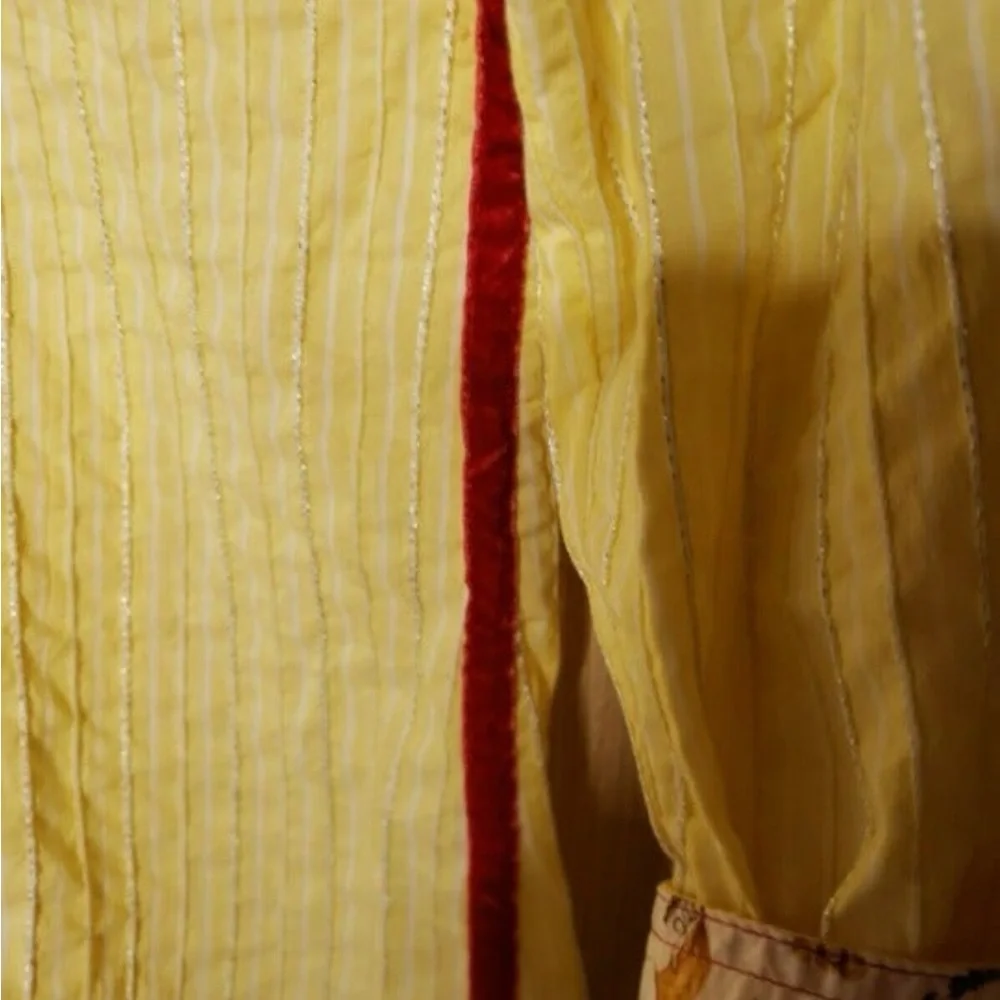 Georg Roth Yellow Button Down Shirt with Floral Accents - Picture 6 of 9